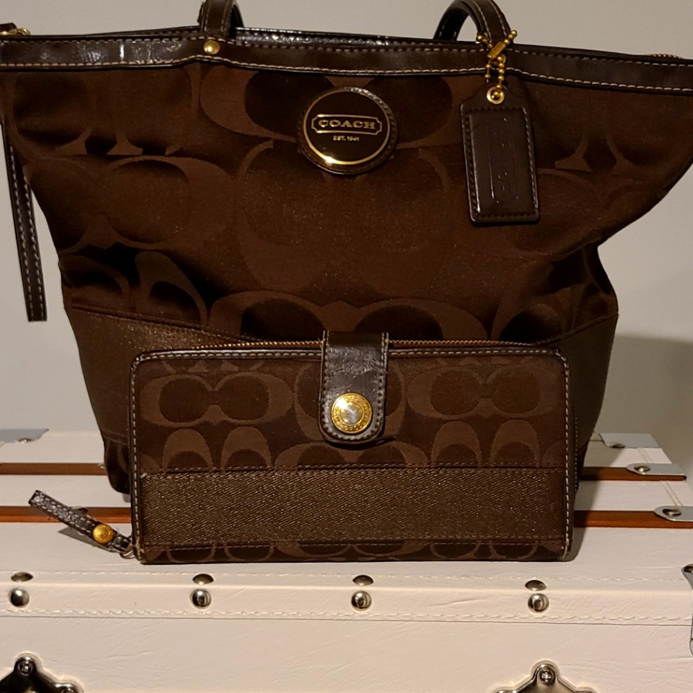 Coach Zip Top Satchel + Wallet